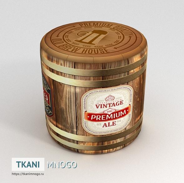 Фото внешнего вида мебельных принтов “Пивной бочонок” узор - печать ткани на заказ